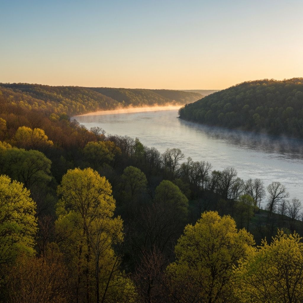 The Susquehanna River near Marietta, Pennsylvania at dawn